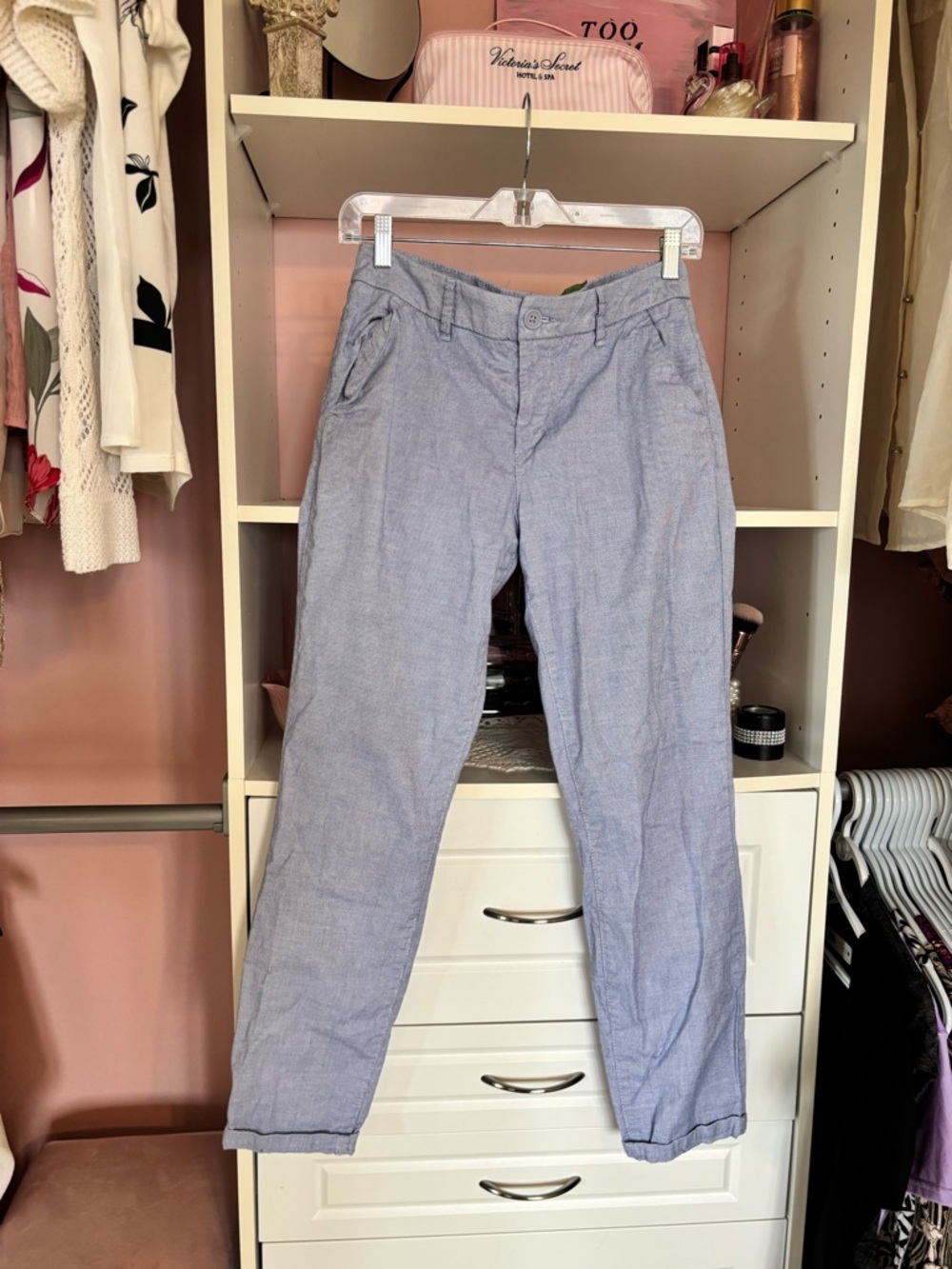 H&M Pale Blue Lightweight Linen-Blend Pants
